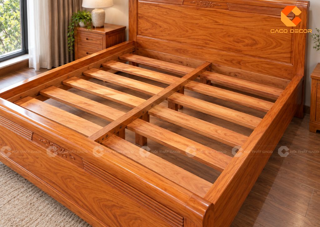 20 Mẫu Giường Ngủ Gỗ Gõ Đỏ Đẹp, Cao Cấp, Chất Lượng 12