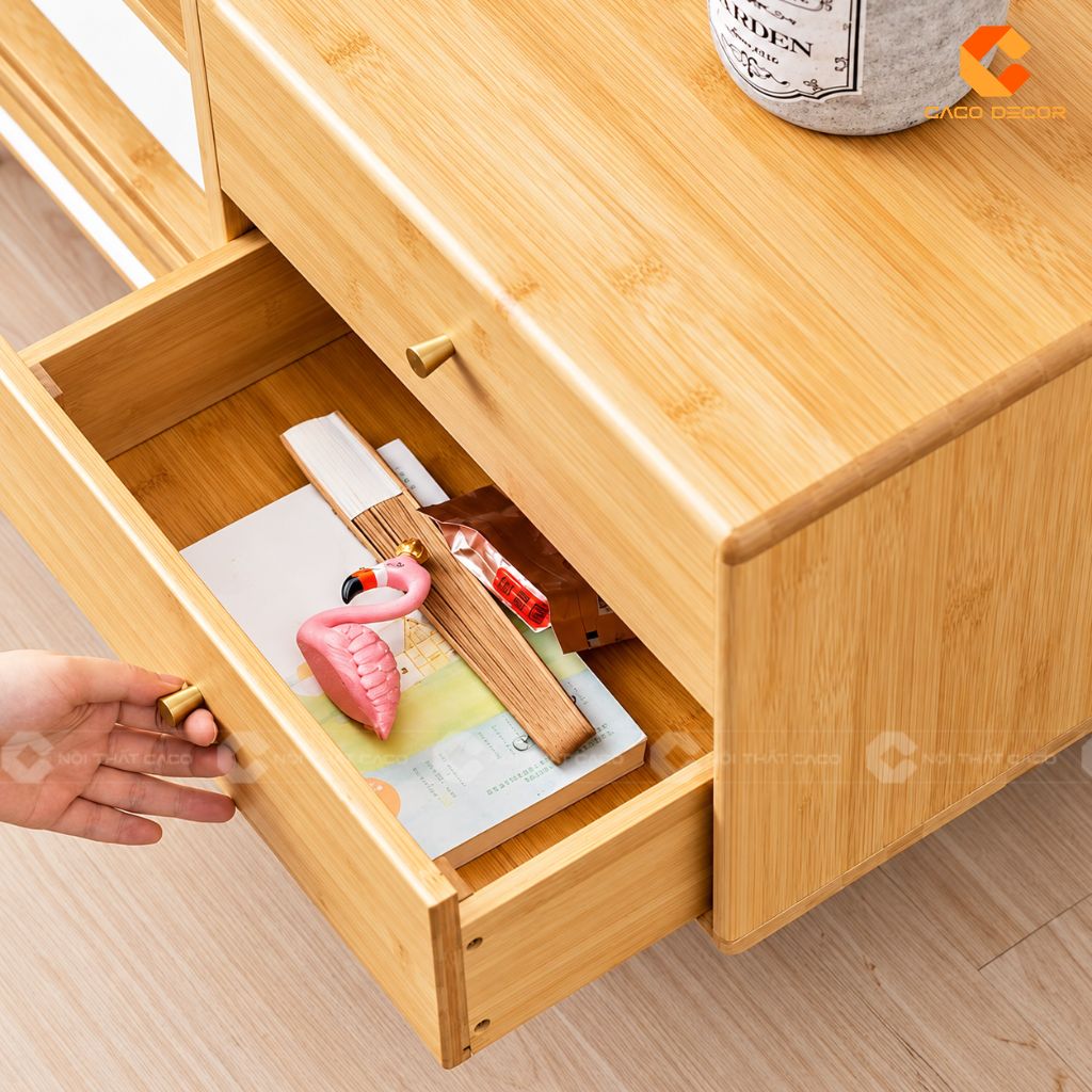 Kệ Tivi Gỗ Tự Nhiên KTV079 Mây Đan Sang Trọng Tiện Dụng 3