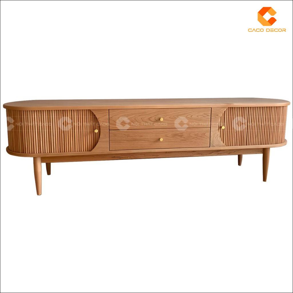Kệ Tivi Gỗ Tự Nhiên KTV083 Thiết Kế Nan Cong Sang Trọng 1