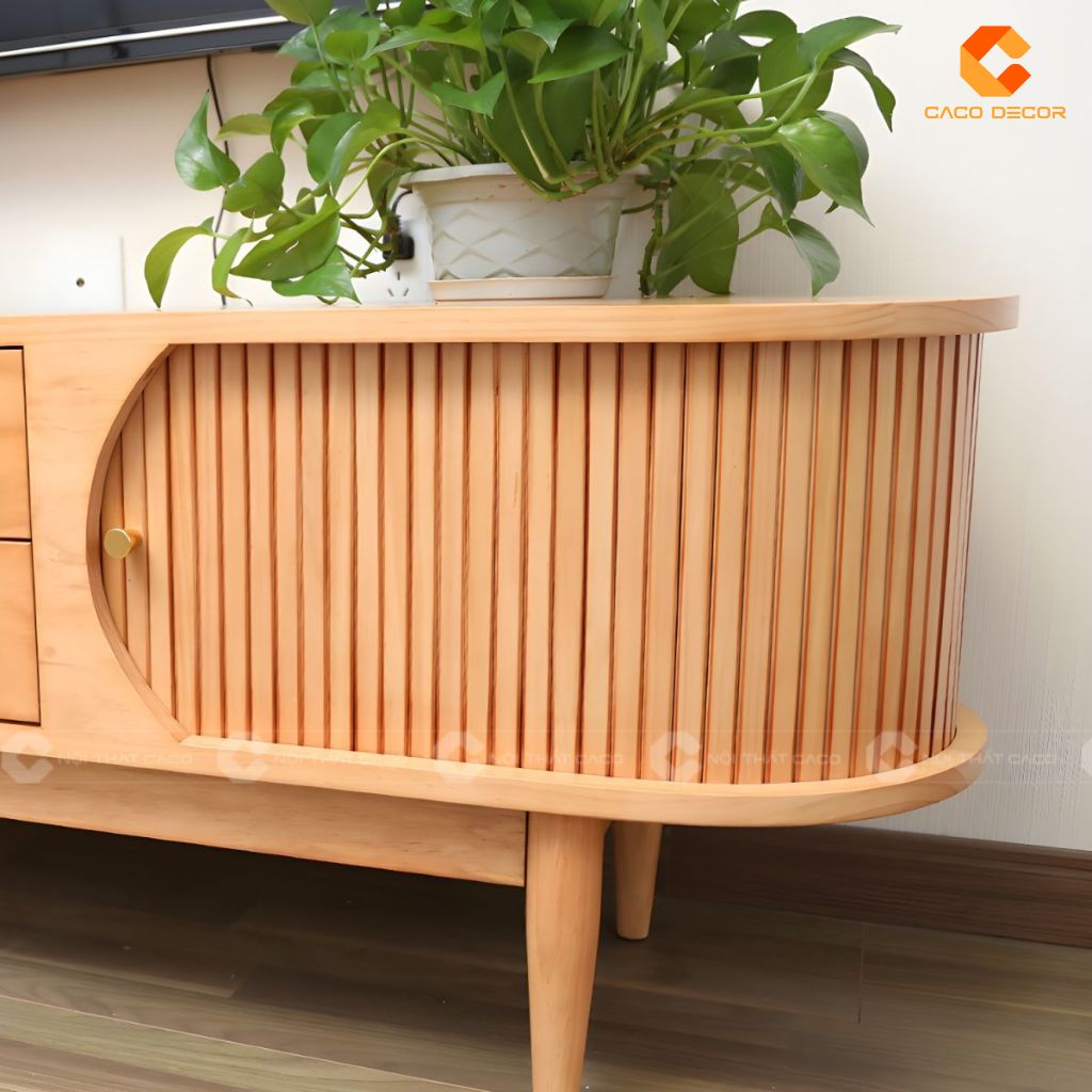 Kệ Tivi Gỗ Tự Nhiên KTV083 Thiết Kế Nan Cong Sang Trọng 6