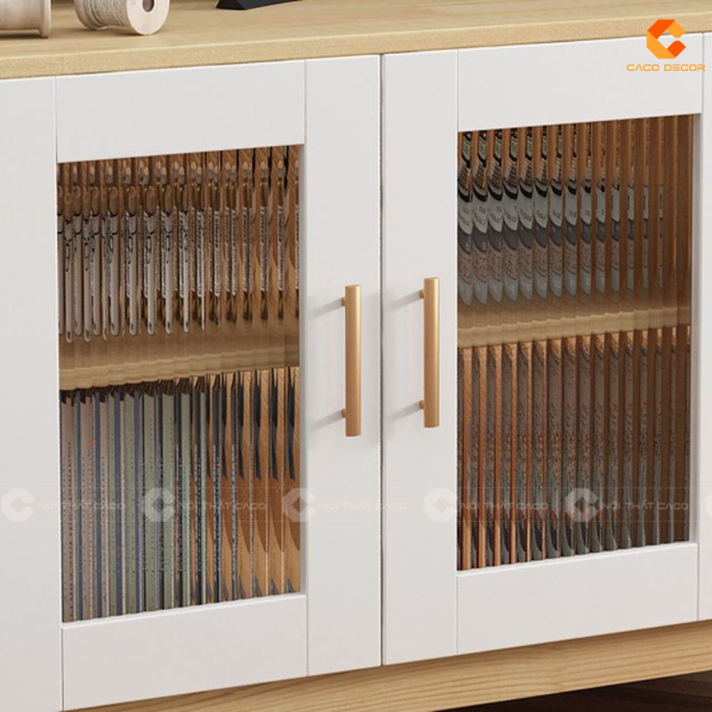 Kệ Tivi Gỗ Tự Nhiên KTV084 Thiết Kế Kính Sọc Hiện Đại 3