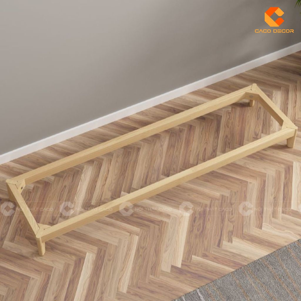 Kết cấu khung và hệ chân gỗ của kệ tivi gỗ tự nhiên KTV084