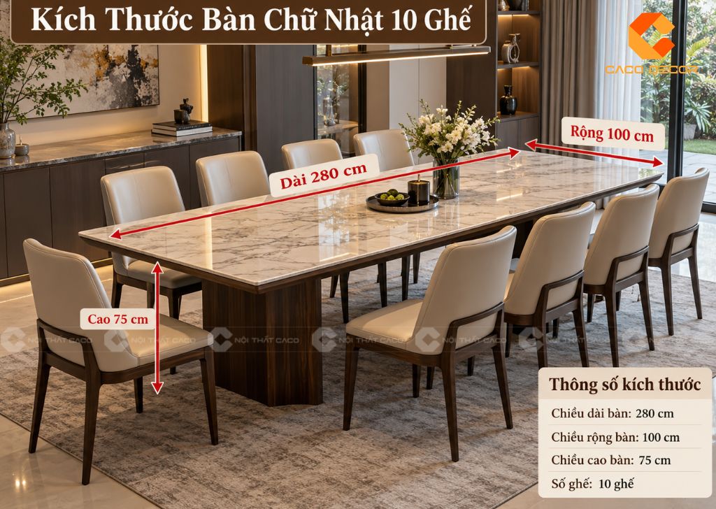 25 Mẫu Bộ Bàn Ăn 10 Ghế Đẹp, Hiện Đại Cho Phòng Ăn Rộng 3