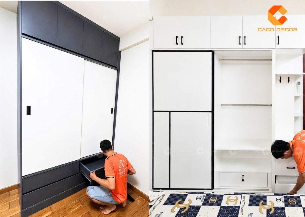 Thơ CaCo thi công tủ quần áo cửa lùa 1m6 cho khách