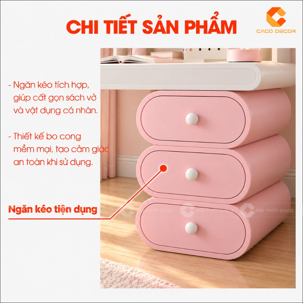 Ngăn kéo tiện dụng của bàn học trẻ em gỗ công nghiệp BHTE058