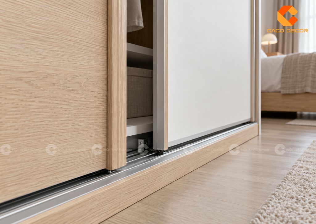 Ray trượt tủ cửa lùa 2 cánh 1m2
