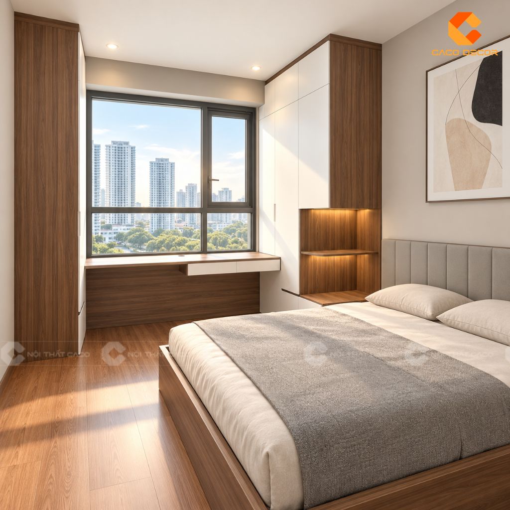 Thiết kế 3D combo phòng ngủ chị Mai tại chung cư The Gold View