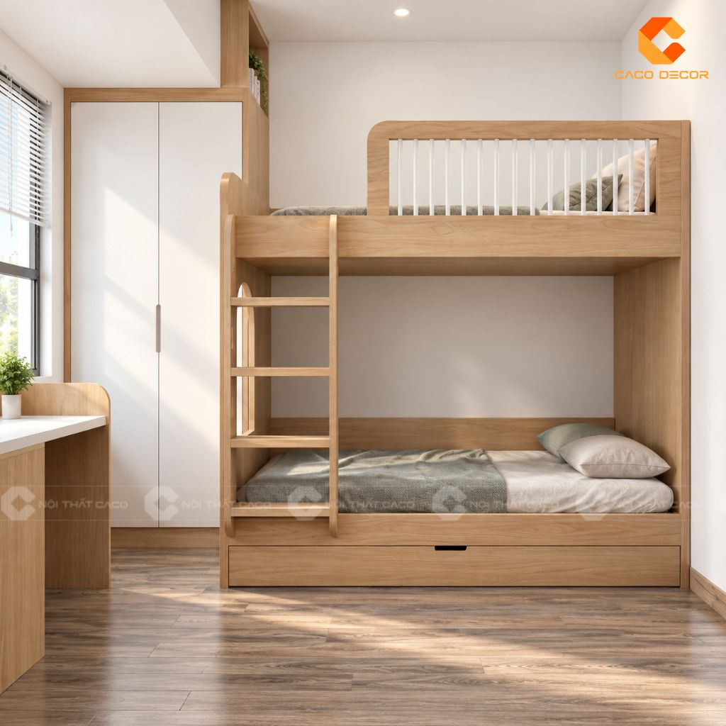 Thiết kế 3D combo giường tầng 3in1 và tủ quần áo cho anh Thịnh tại Ehome 3