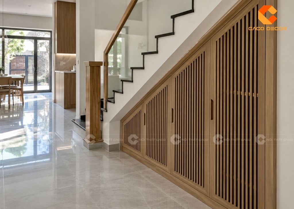 Tủ Giày Gầm Cầu Thang Nên Làm Kiểu Nào Đẹp, Dễ Dùng? 17