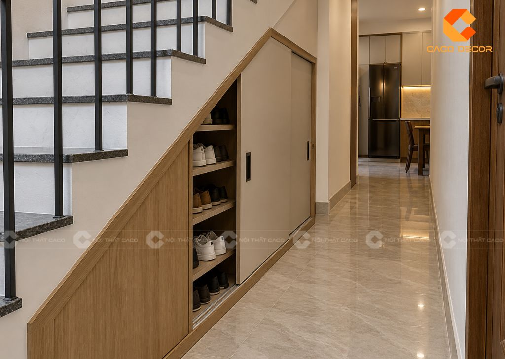Tủ Giày Gầm Cầu Thang Nên Làm Kiểu Nào Đẹp, Dễ Dùng? 23