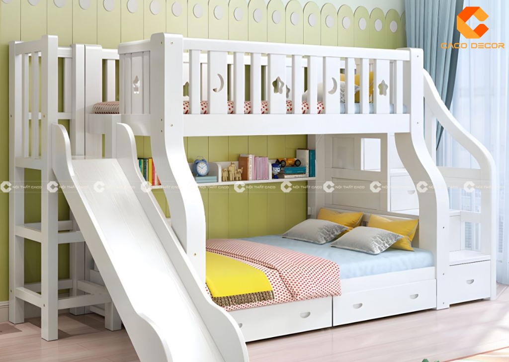 Giường tầng có cầu trượt đáng yêu