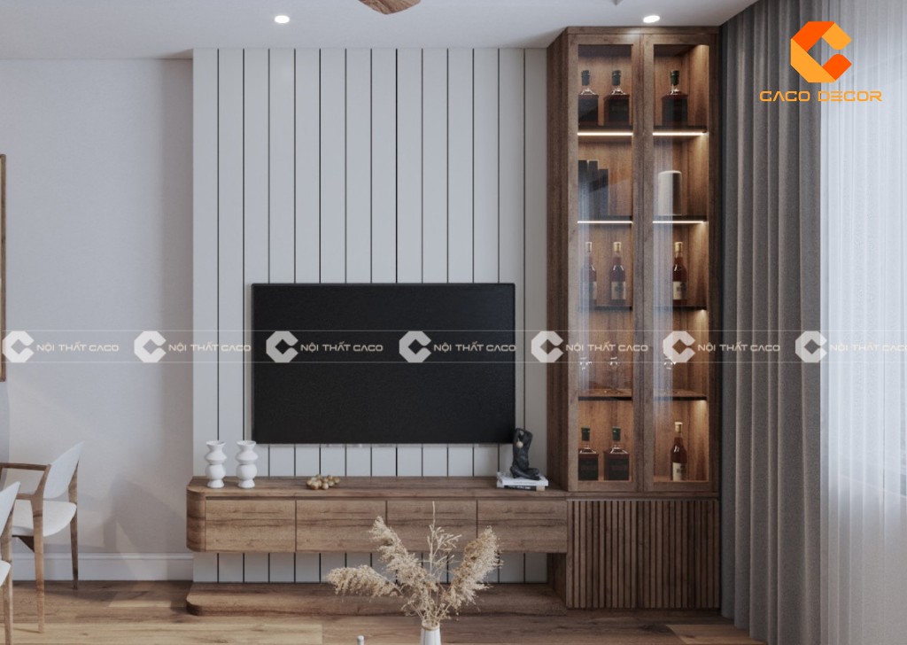 Kệ tivi liền tủ rượu thiết kế nhỏ dành cho phòng khách 