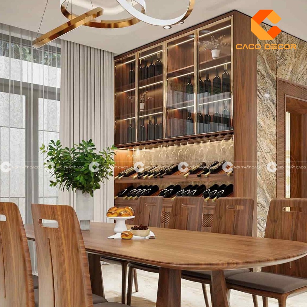 Mẫu tủ rượu gỗ tự nhiên vừa sang trọng lại đủ công năng
