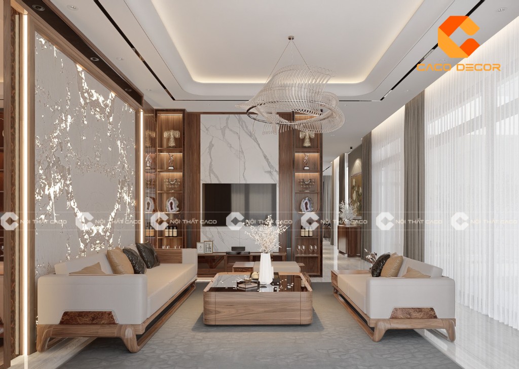 Kinh nghiệm thiết kế, thi công nội thất phòng khách luxury 5