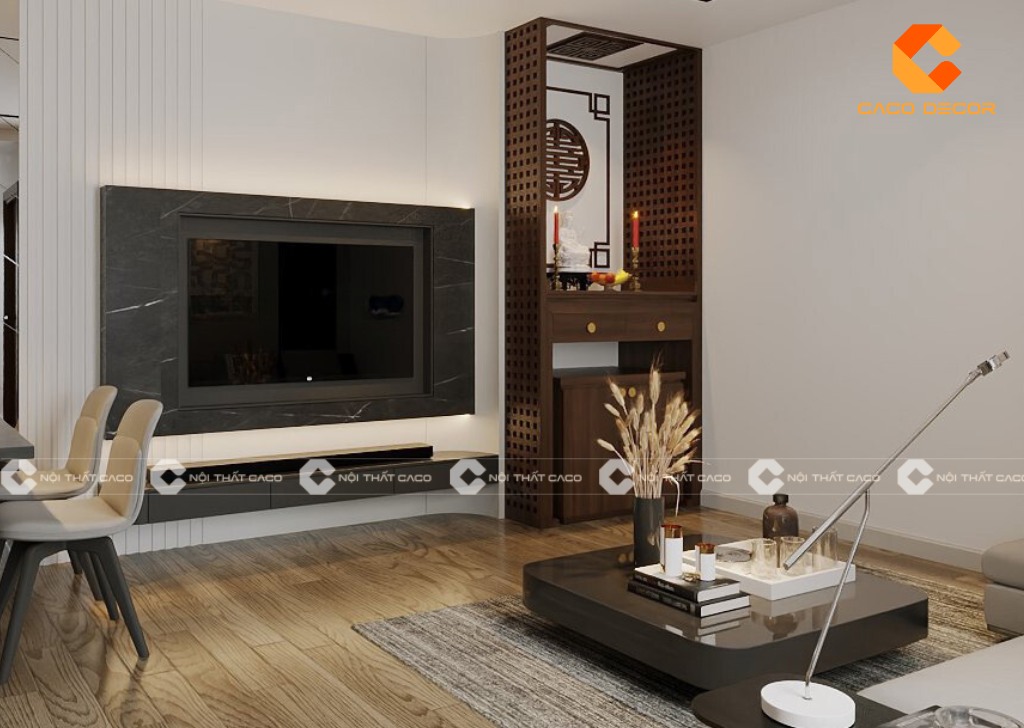 Mẫu 15 trong thiết kế phòng khách chung cư có bàn thờ tại CaCo