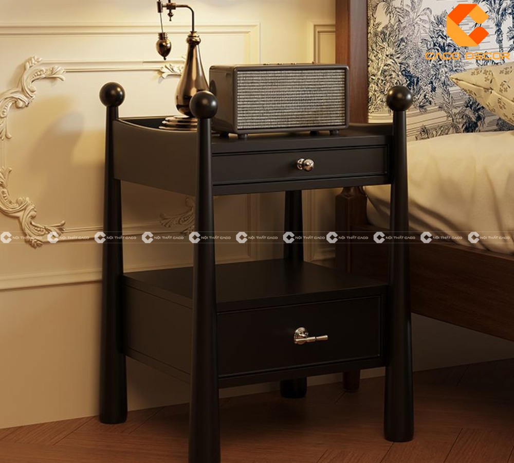 Tủ đầu giường gỗ tự nhiên phủ sơn