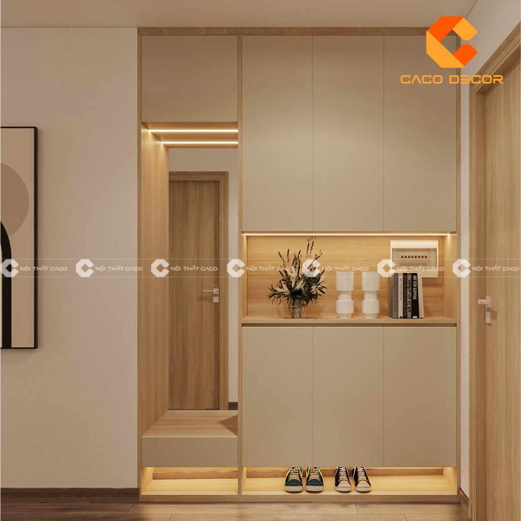 Tủ đựng giày kịch trần kết hợp đèn LED