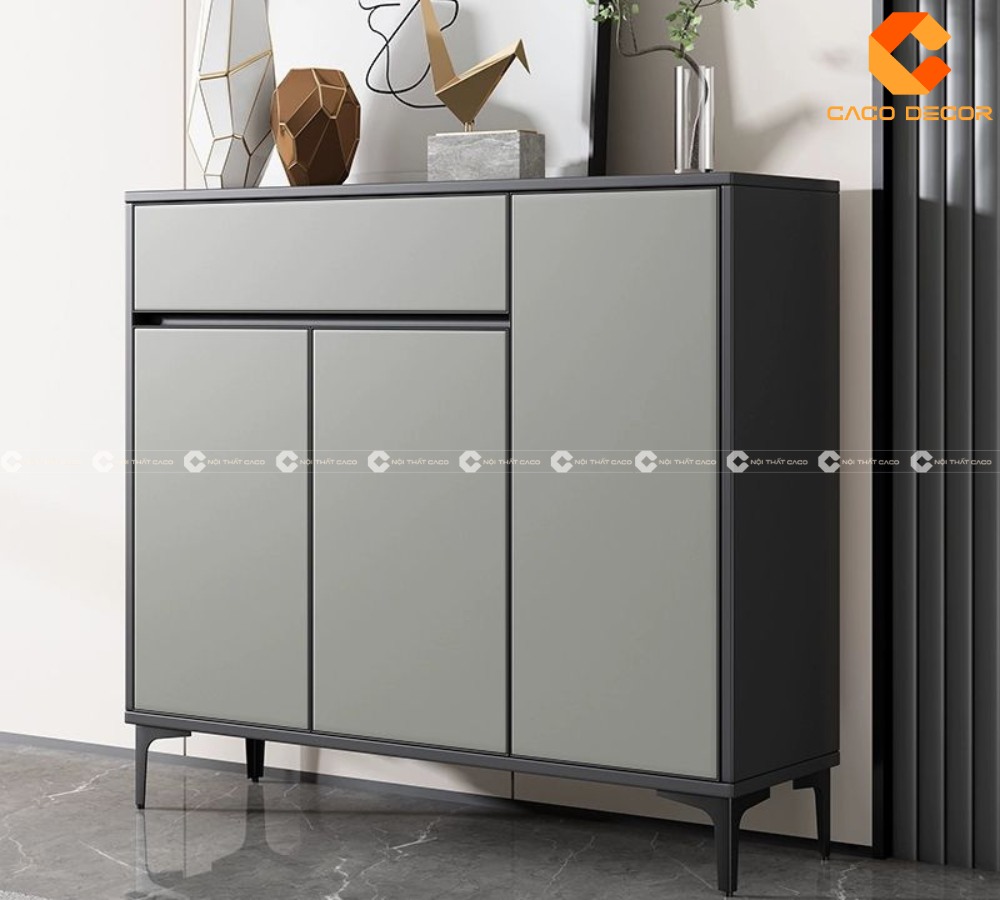Tủ giày ba cánh màu xám được ưa chuộng hiện nay