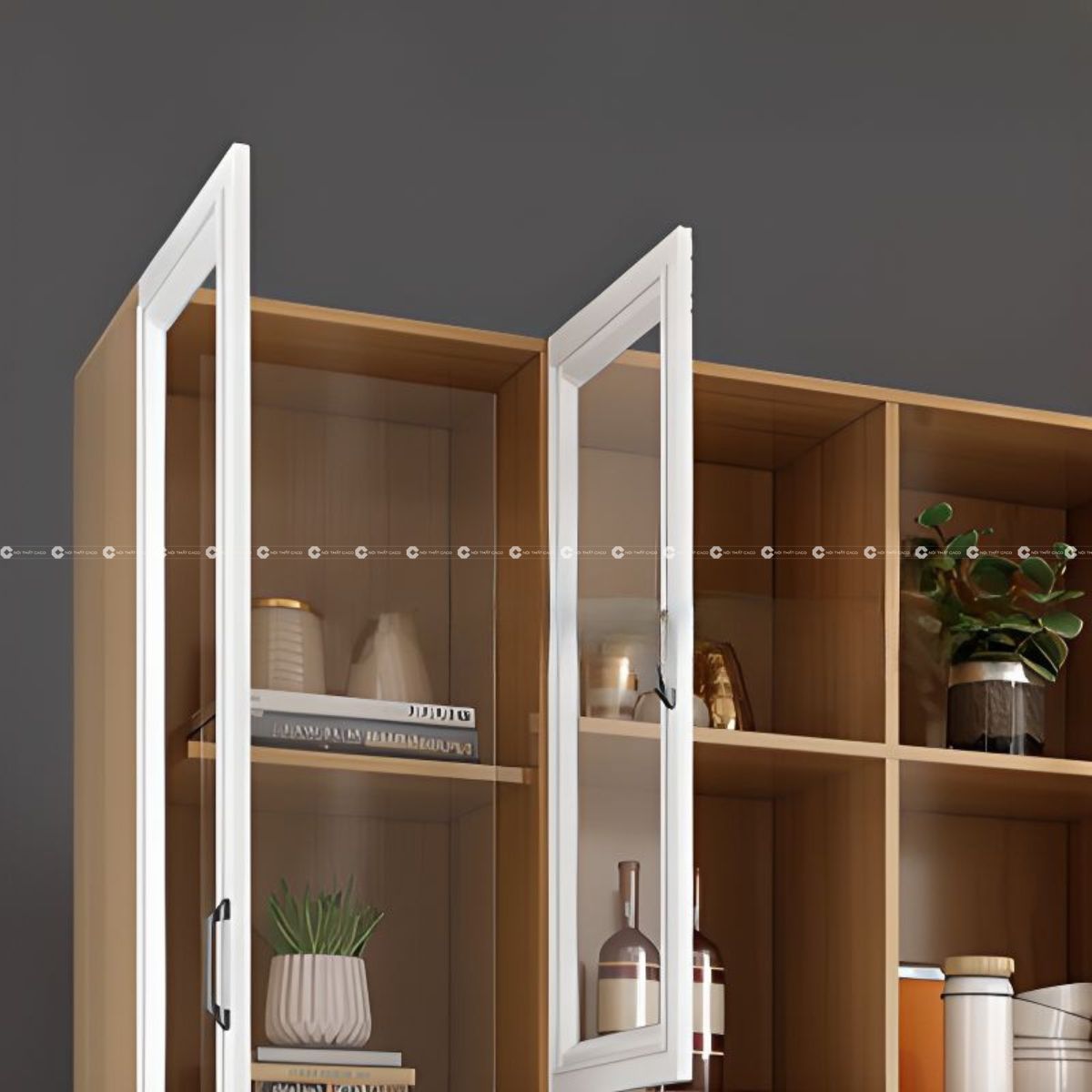 Tủ rượu gỗ MDF cửa kính bền đẹp