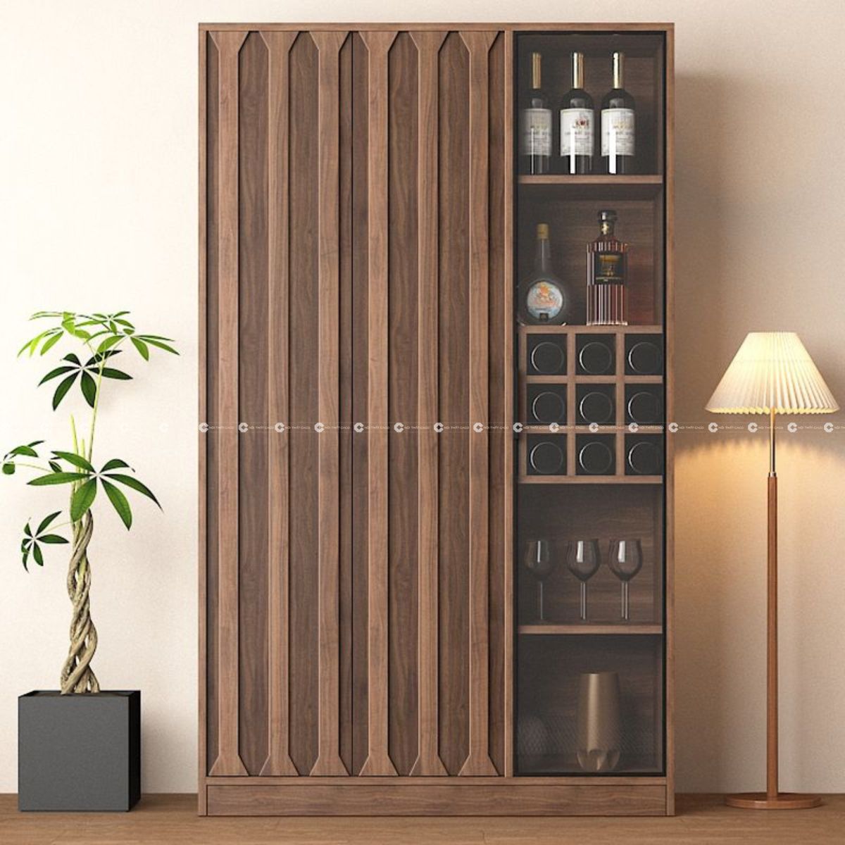 Tủ rượu gỗ MDF thiết kế độc đáo