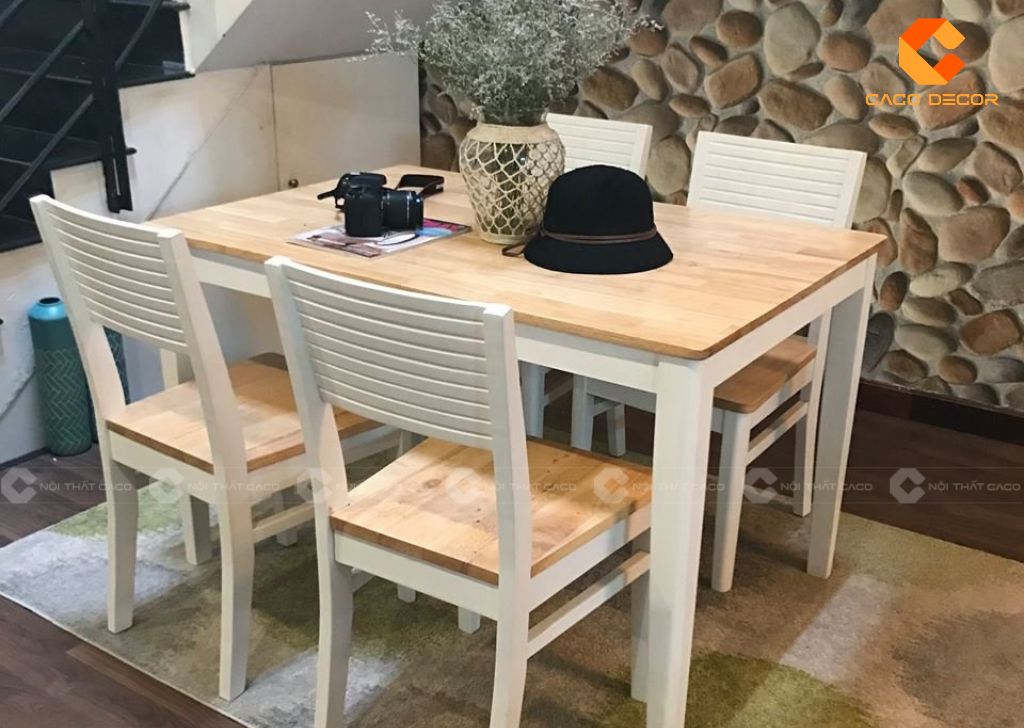 Bộ bàn ăn hình chữ nhật 4 ghế nhỏ gọn