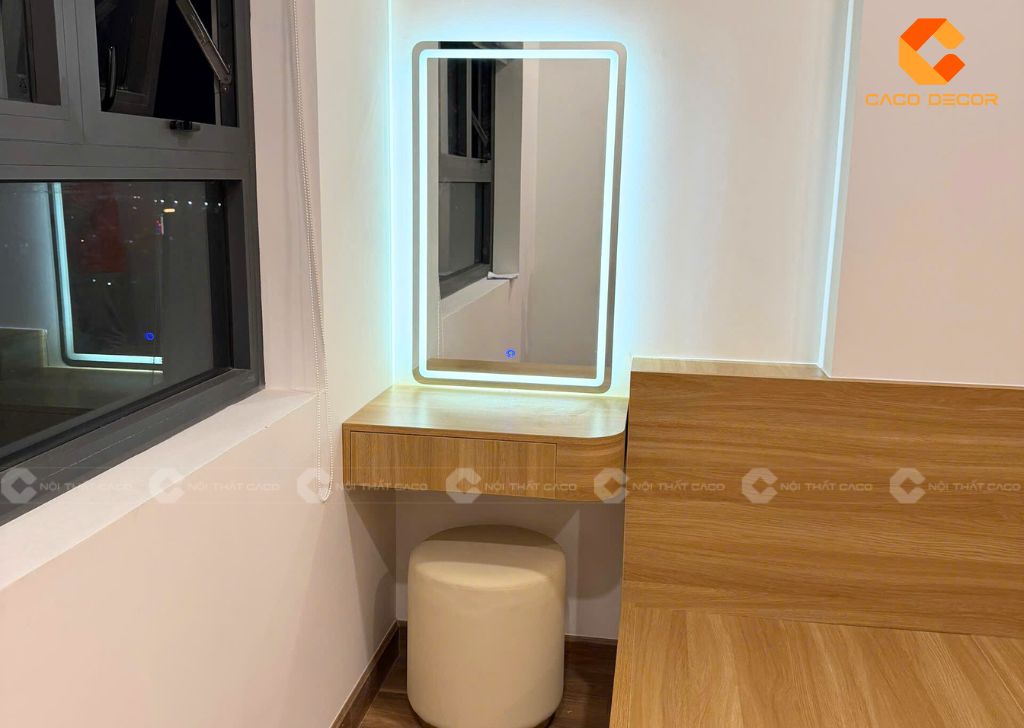 Mẫu chụp thực tế bàn trang điểm treo thi công tại nhà khách