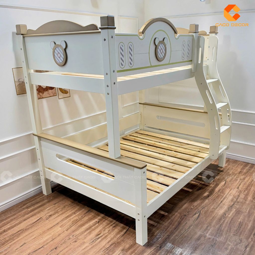 Giường Tầng GT065 Gỗ Tự Nhiên Sơn Trắng Cao Cấp 5