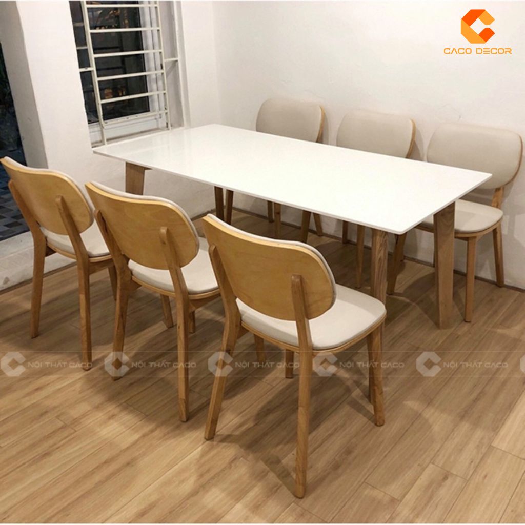 Mẫu bàn ăn hình chữ nhật 6 ghế
