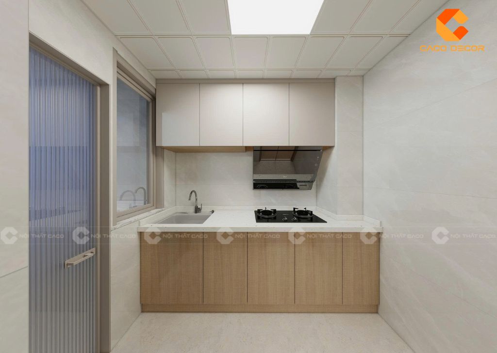 Thiết kế tủ bếp gỗ công nghiệp MDF chữ I gọn gàng