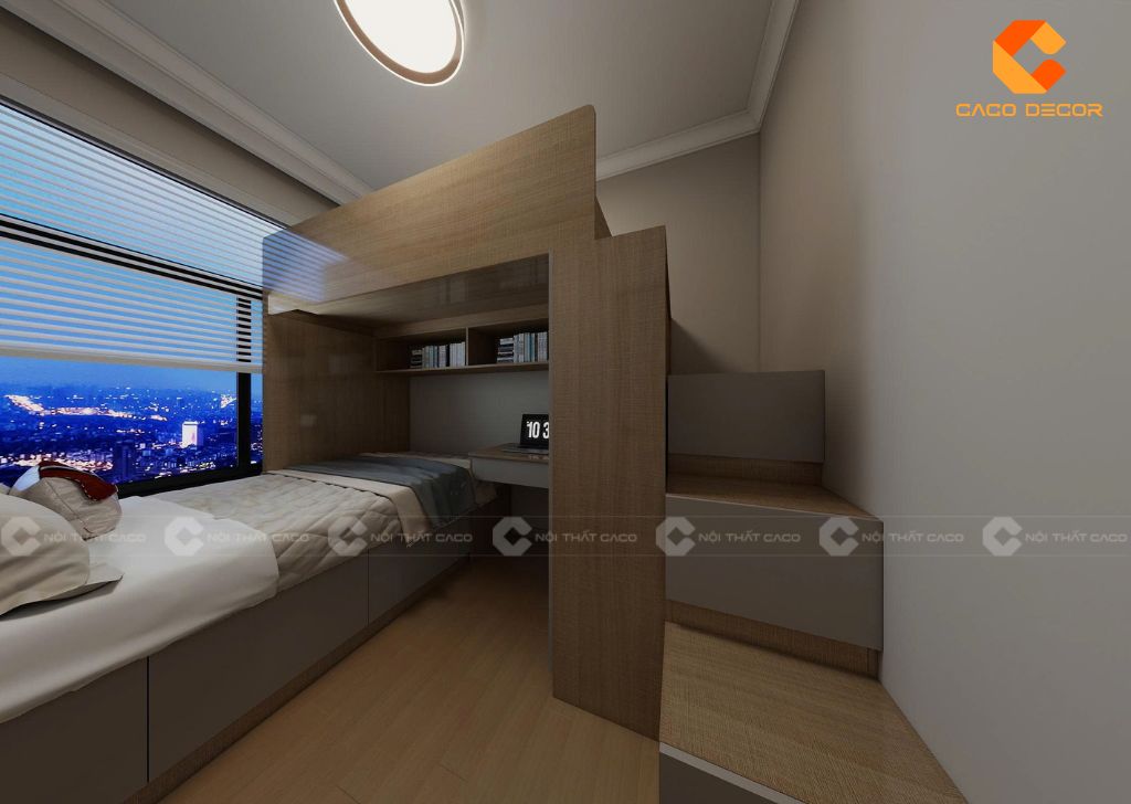 Giường tầng tích hợp hộc kéo tối ưu không gian lưu trữ