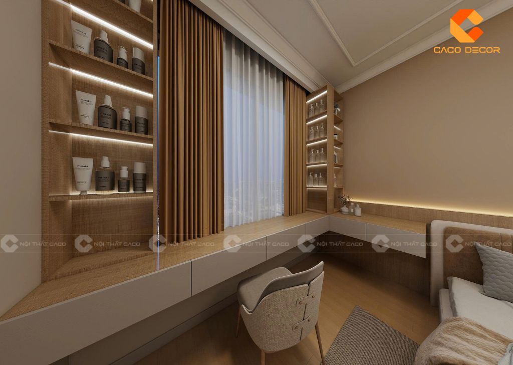 Hệ kệ trang trí tích hợp LED sang trọng