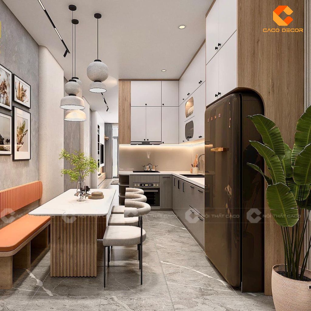 Tủ Bếp Gỗ Công Nghiệp TBM080 Chữ L Hiện Đại 2