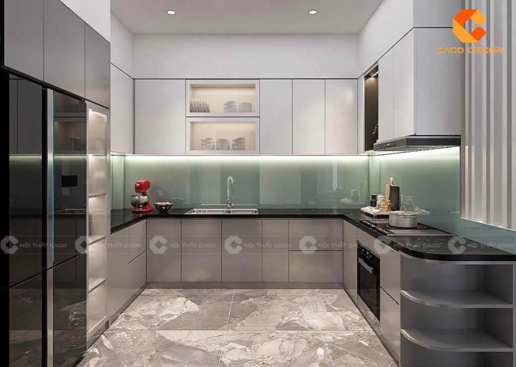 Tủ Bếp Gỗ Công Nghiệp TBM081 Chữ U Hiện Đại 1