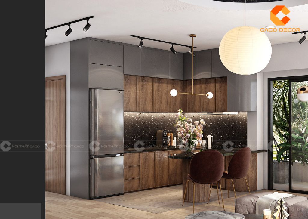 Tủ Bếp Gỗ Công Nghiệp TBM090 Chữ L Hiện Đại 1