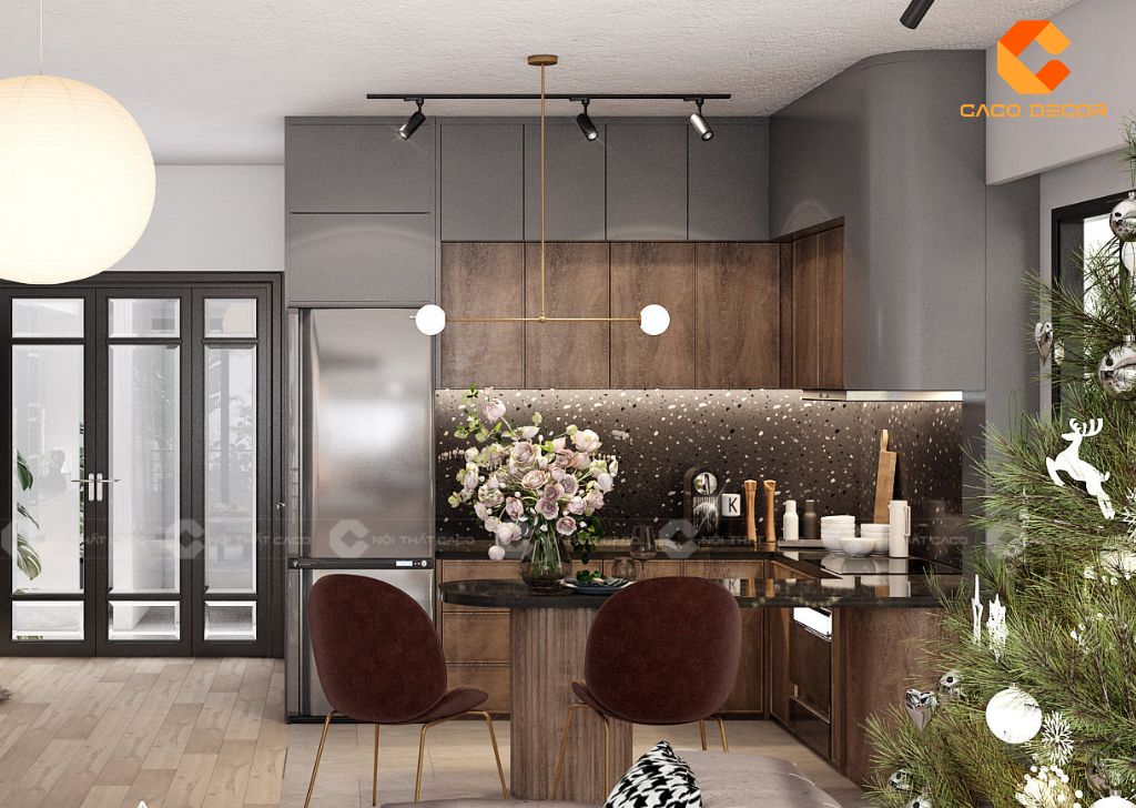 Tủ Bếp Gỗ Công Nghiệp TBM090 Chữ L Hiện Đại 3