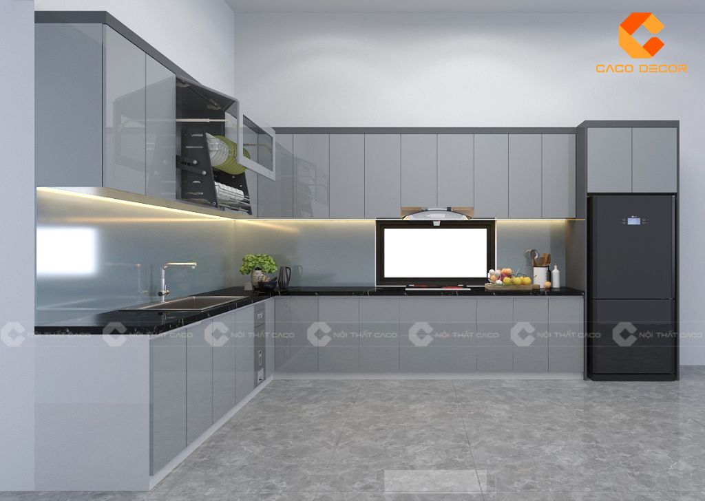 Tủ Bếp Gỗ Công Nghiệp TBM094 Phủ Acrylic Hiện Đại 1