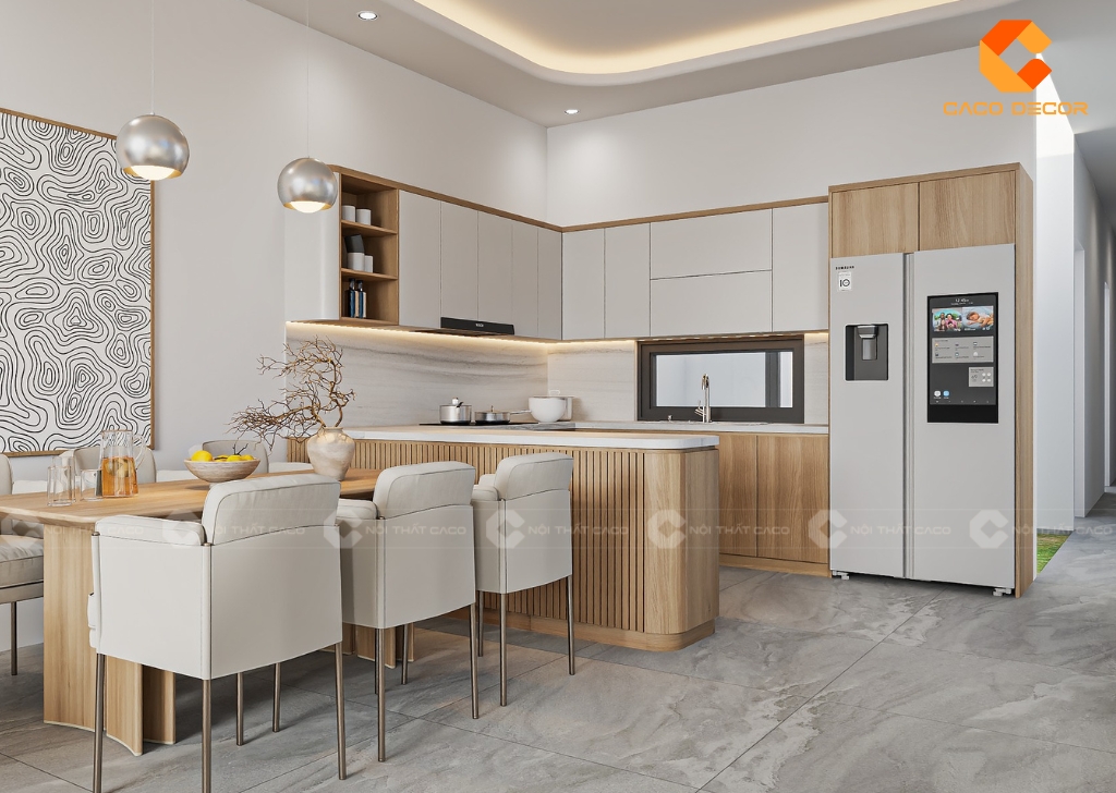 Tủ bếp TBM107 gỗ công nghiệp MDF phủ Melamine bền đẹp