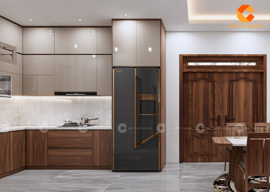 Tủ bếp TBM109 sử dụng gỗ công nghiệp MDF ván dày 17mm