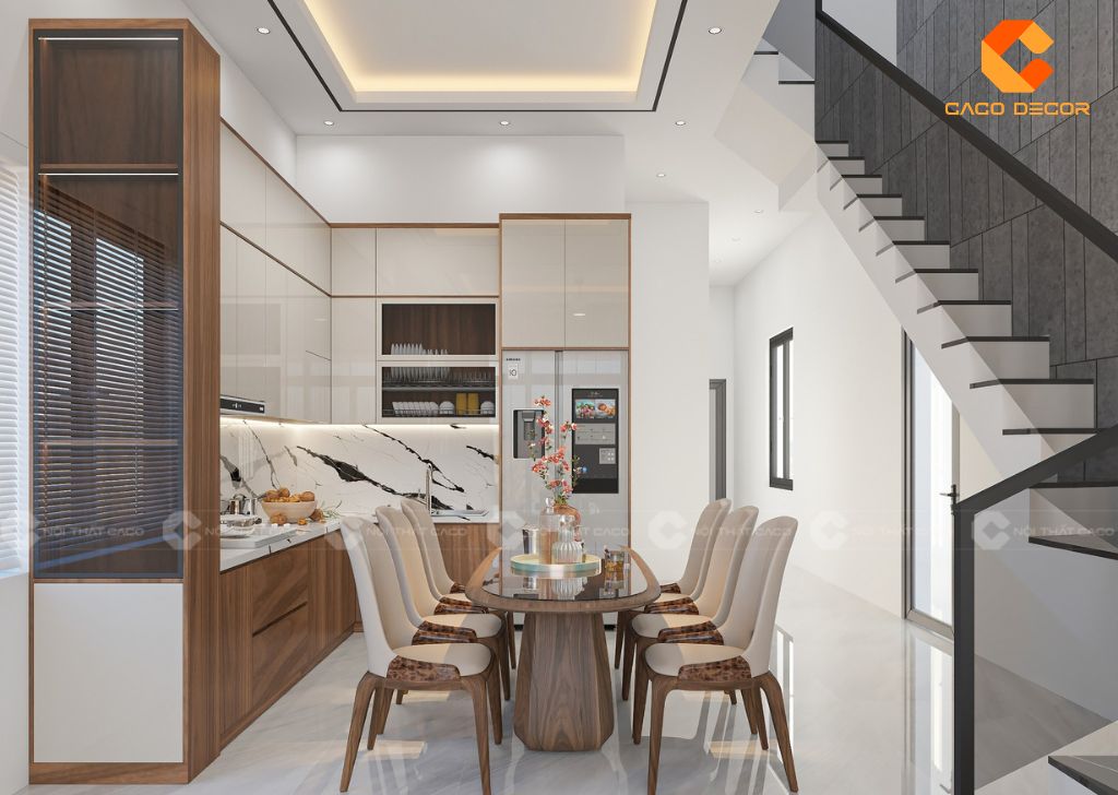 Tủ Bếp Gỗ Công Nghiệp TBM114 Chữ L Giá Tốt 1