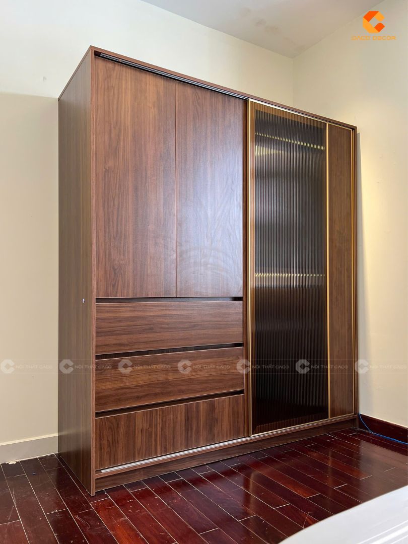 Tủ Quần Áo Cánh Kính Gỗ Công Nghiệp MDF Cửa Lùa Sang Trọng - TAK09 6