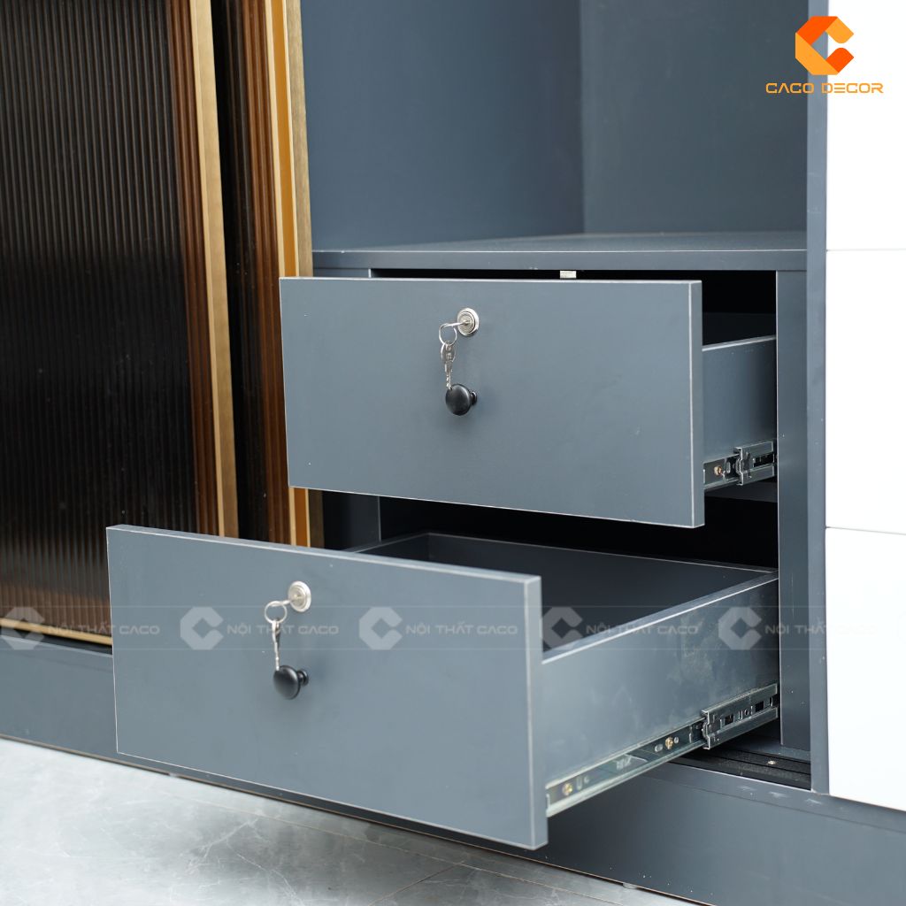 Tủ Áo Cánh Kính Kết Hợp Kệ Trang Trí Cao Cấp - TAK055 7
