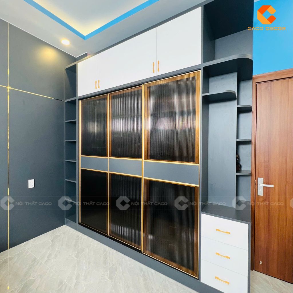 Tủ Áo Cánh Kính Kết Hợp Kệ Trang Trí Cao Cấp - TAK055 6