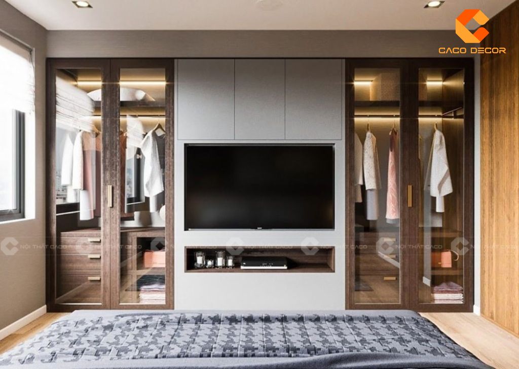 Top mẫu tủ quần áo kết hợp kệ tivi hiện đại sang trọng 19