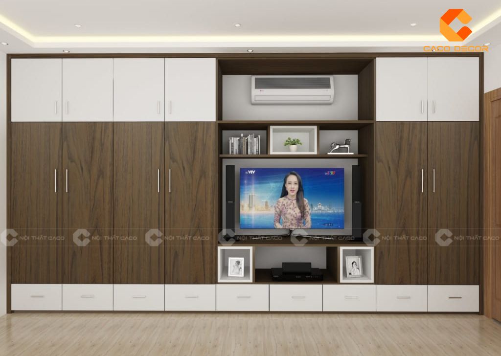 Top mẫu tủ quần áo kết hợp kệ tivi hiện đại sang trọng 17