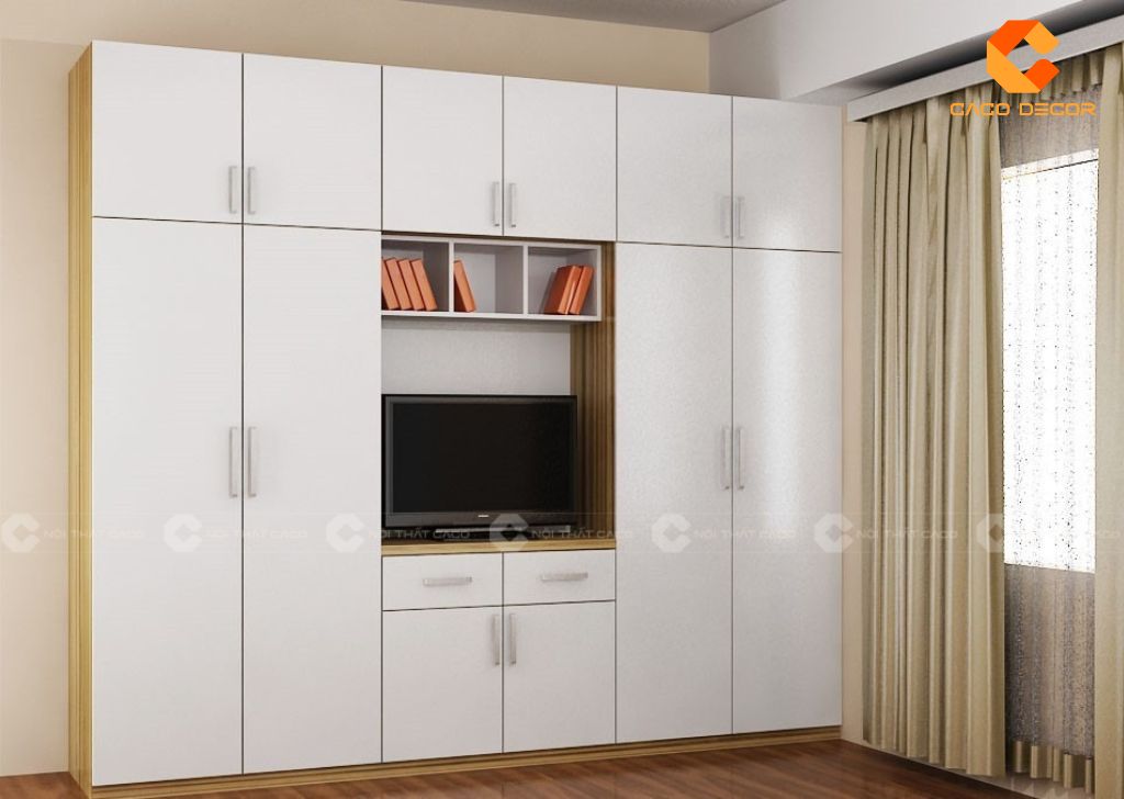Top mẫu tủ quần áo kết hợp kệ tivi hiện đại sang trọng 18