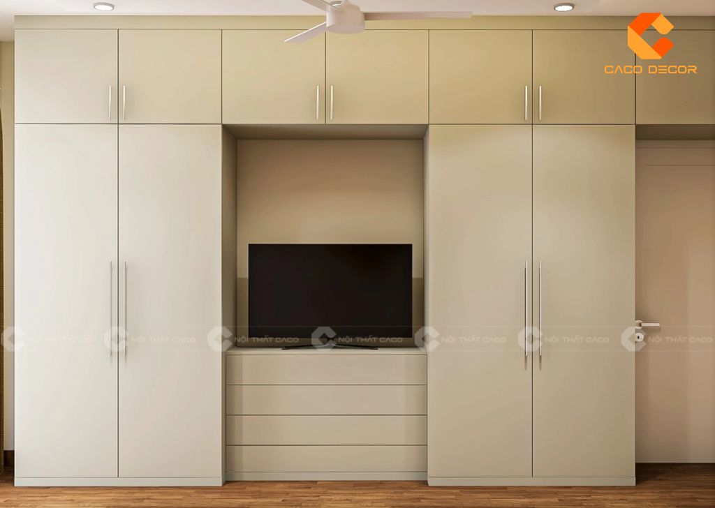 Top mẫu tủ quần áo kết hợp kệ tivi hiện đại sang trọng 15