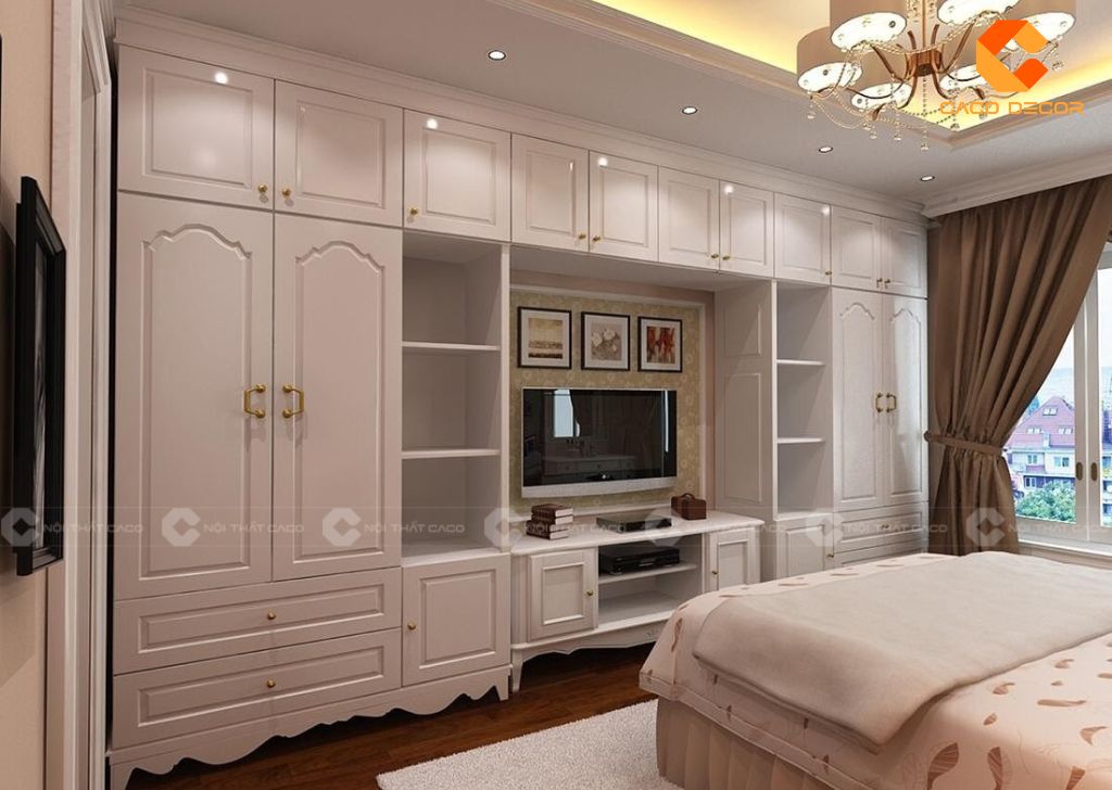 Top mẫu tủ quần áo kết hợp kệ tivi hiện đại sang trọng 13