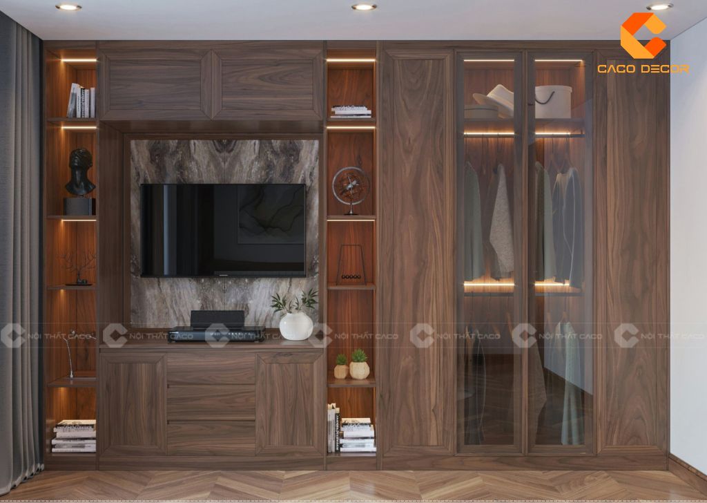Top mẫu tủ quần áo kết hợp kệ tivi hiện đại sang trọng 11