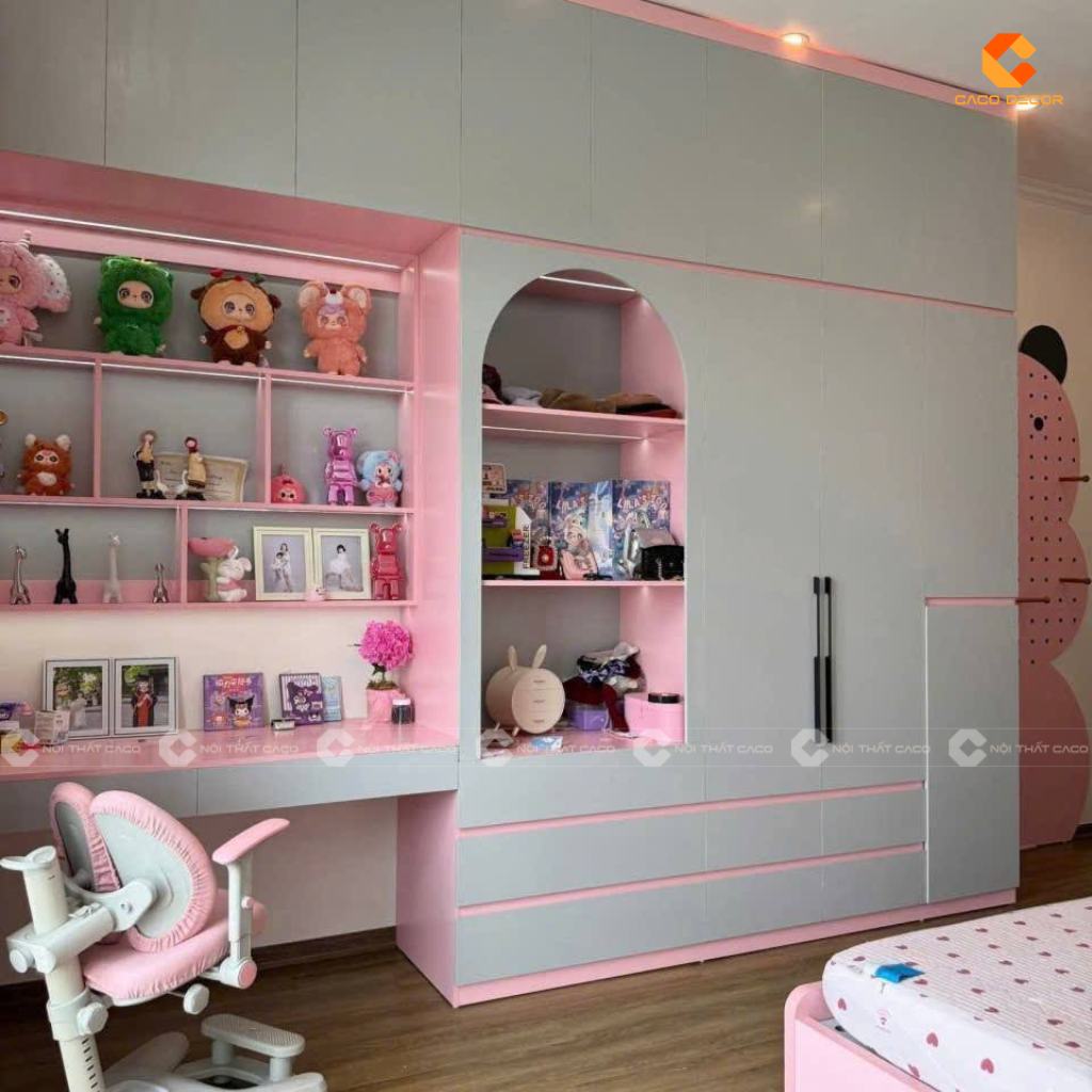 Tủ quần áo trẻ em được thiết kế theo chiều cao giúp bé dễ sử dụng mỗi ngày