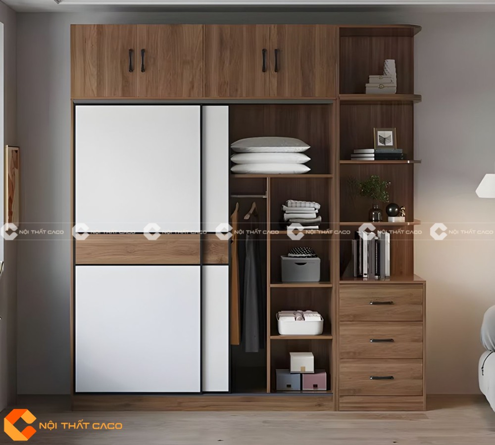 Tủ Quần Áo Cửa Lùa Gỗ MDF Độ Bền Cao Sang Trọng - TAL075